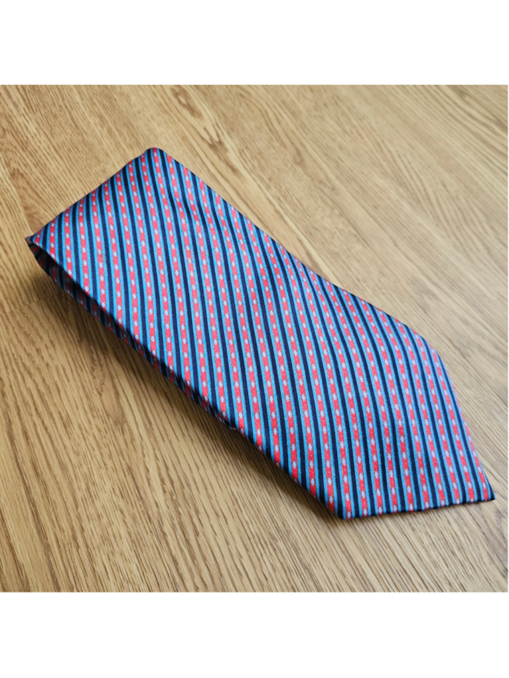 Stefano Ricci For De Lisi Silk Tie Red and Blue Diagonally Striped